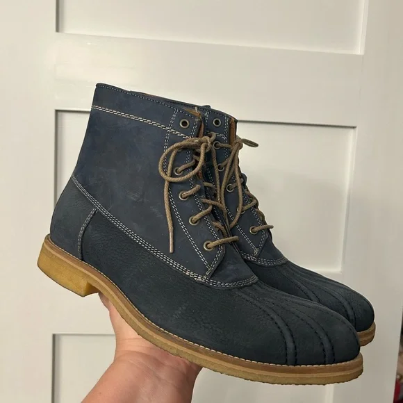 Johnston & Murphy Howell Duck Boots Navy Crepe Sole Waterproof Size 10